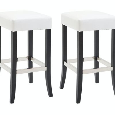 Lot de 2 tabourets de bar Venta simili cuir noir blanc 44x44x79 simili cuir blanc Bois