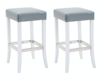 Lot de 2 tabourets de bar Venta simili cuir blanc Gris 44x44x79 Simili cuir gris Bois 1