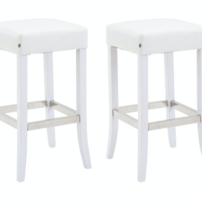 Lot de 2 tabourets de bar Venta simili cuir blanc blanc 44x44x79 simili cuir blanc Bois