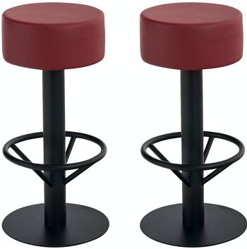 Lot de 2 tabourets de bar Pisa V2 B76 simili cuir bordeaux 38x38x76 simili cuir bordeaux Métal noir mat 1