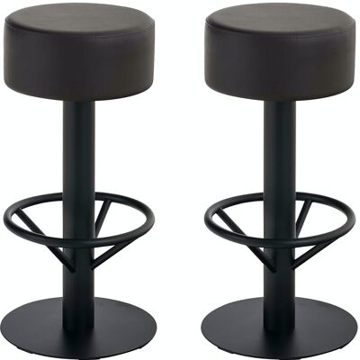 Set of 2 bar stools Pisa V2 B76 imitation leather brown 38x38x76 brown imitation leather Metal matt black