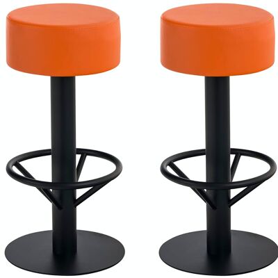 Set of 2 bar stools Pisa V2 B76 imitation leather orange 38x38x76 orange imitation leather Metal matt black