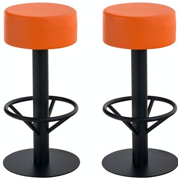 Lot de 2 tabourets de bar Pisa V2 B76 simili cuir orange 38x38x76 simili cuir orange Métal noir mat 1