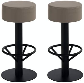 Lot de 2 tabourets de bar Pisa V2 B76 simili cuir taupe 38x38x76 simili cuir taupe Métal noir mat 1