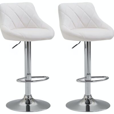 Set 2 sgabelli bar Lazio similpelle bianco 49x46x83 similpelle bianco Metallo cromato