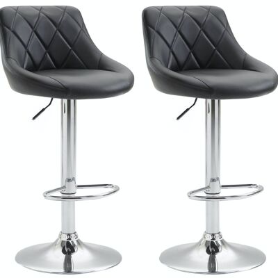 Set of 2 bar stools Lazio imitation leather black 49x46x83 black imitation leather Chromed metal