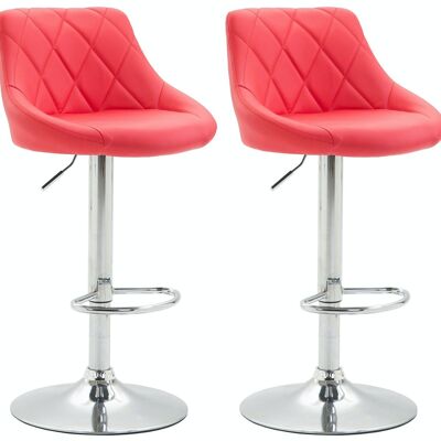 Set of 2 bar stools Lazio imitation leather red 49x46x83 red imitation leather Chromed metal