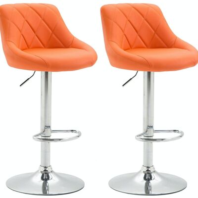 Set of 2 bar stools Lazio imitation leather orange 49x46x83 orange leatherette Chromed metal
