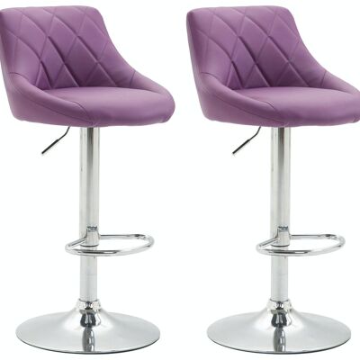 Set of 2 bar stools Lazio imitation leather purple 49x46x83 purple artificial leather Chromed metal