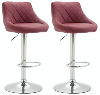 Lot de 2 tabourets de bar Lazio simili cuir bordeaux 49x46x83 simili cuir bordeaux Métal chromé 1