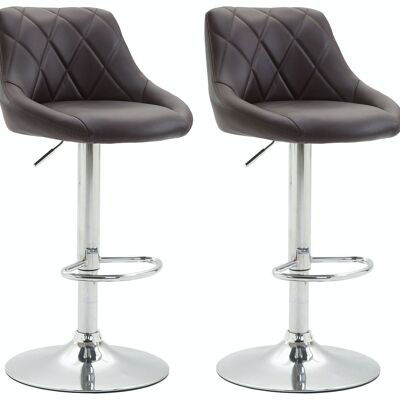 Set of 2 bar stools Lazio imitation leather brown 49x46x83 brown leatherette Chromed metal