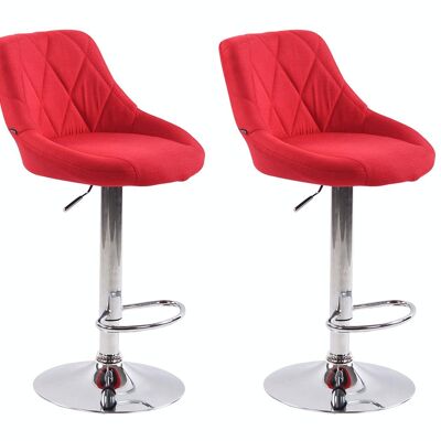 Set of 2 bar stools Lazio fabric red 49x46x83 red Material Chromed metal