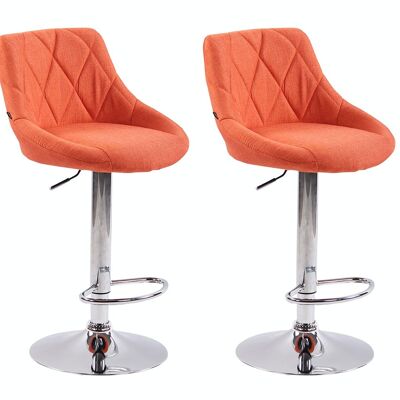 Set of 2 bar stools Lazio fabric orange 49x46x83 orange Material Chromed metal