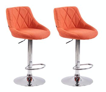 Lot de 2 tabourets de bar Lazio tissu orange 49x46x83 orange Matière Métal chromé 1