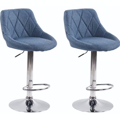 Set of 2 bar stools Lazio fabric blue 49x46x83 blue Material Chromed metal