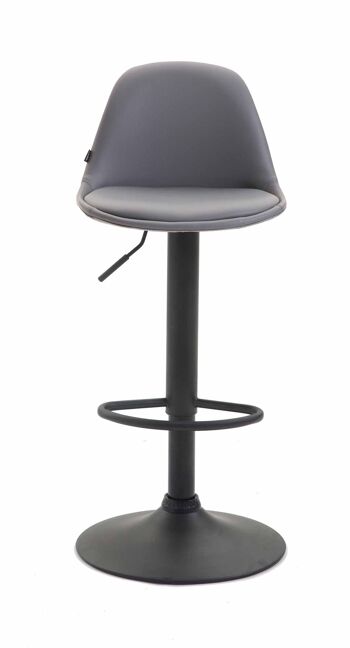 Tabouret de bar Kiel Entièrement rembourré simili cuir noir Gris 43x39x82 Similicuir gris métal 2