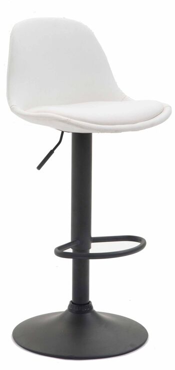 Tabouret de bar Kiel Entièrement rembourré simili cuir noir blanc 43x39x82 métal simili cuir blanc 1