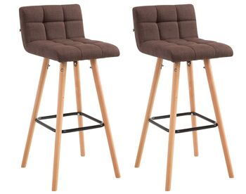 Lot de 2 tabourets de bar Lincoln V2 tissu marron naturel 48x39x94 marron Matière Bois 3