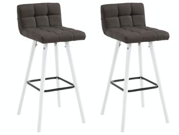 Lot de 2 tabourets de bar Lincoln V2 tissu blanc gris foncé 48x39x94 gris foncé Matière Bois 6