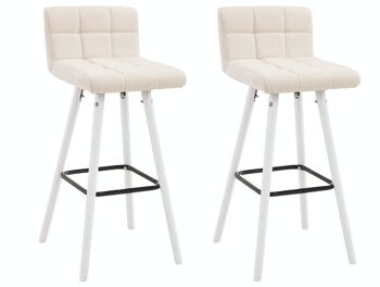 Lot de 2 tabourets de bar Lincoln V2 tissu blanc crème 48x39x94 crème Matière Bois 3