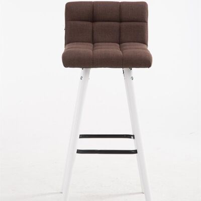 Set of 2 bar stools Lincoln V2 fabric white brown 48x39x94 brown Material Wood