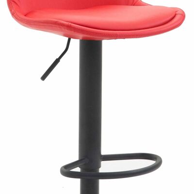 Taburete de bar Kiel Totalmente tapizado simil piel negro rojo 43x39x82 polipiel metal rojo