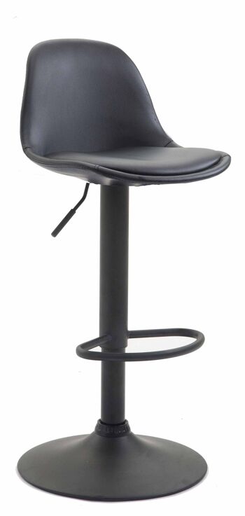 Tabouret de bar Kiel Entièrement rembourré simili cuir noir noir 43x39x82 métal simili cuir noir 1