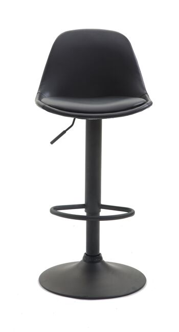 Tabouret de bar Kiel Entièrement rembourré simili cuir noir noir 43x39x82 métal simili cuir noir 2