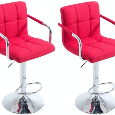 Set van 2 barkrukken Lucy V2 stof chroom rood 46x54x91 rood Materiaal Verchroomd metaal