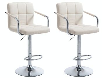 Lot de 2 tabourets de bar Lucy V2 tissu chrome beige 46x54x91 beige Matière Métal chromé 1