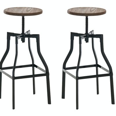 Set of 2 stools Kara black 36x36x66 black Wood metal