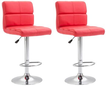 Lot de 2 tabourets de bar rouge Ombrie 51x42x92 simili cuir rouge Métal chromé 3