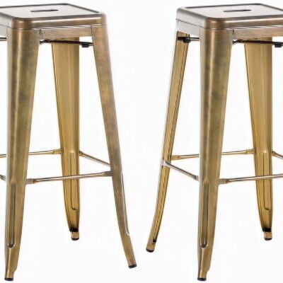 Set of 2 bar stools Joshua gold 43x43x77 gold metal metal