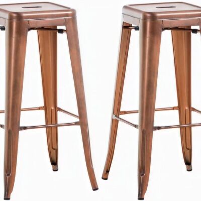 Lot de 2 tabourets de bar Joshua cuivré 43x43x77 métal cuivré métal