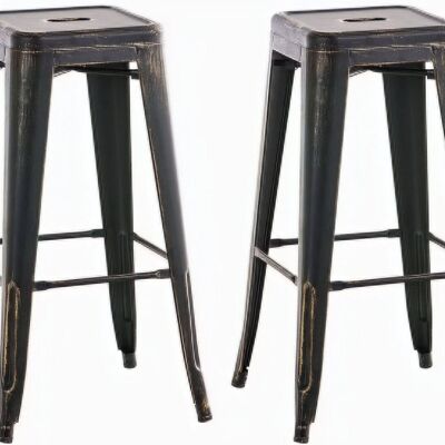 Lot de 2 tabourets de bar Joshua noir doré 43x43x77 métal noir doré métal