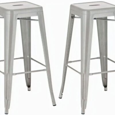 Set of 2 bar stools Joshua silver 43x43x77 silver metal metal