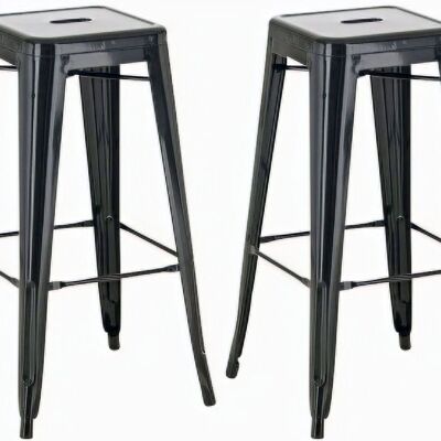 Lot de 2 tabourets de bar Joshua noir 43x43x77 métal noir métal