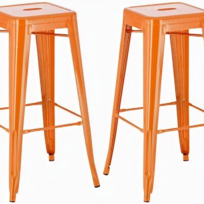 Set of 2 bar stools Joshua orange 43x43x77 orange metal metal