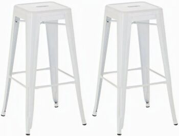 Lot de 2 tabourets de bar Joshua blanc 43x43x77 métal blanc métal 1