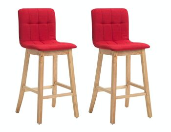 Lot de 2 tabourets de bar Bregenz tissu naturel rouge 50x47x106 rouge Matière Bois 1