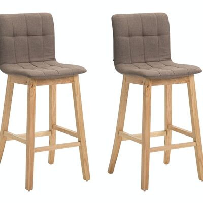 Set of 2 bar stools Bregenz fabric natural taupe 50x47x106 taupe Material Wood