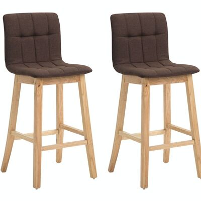 Set of 2 bar stools Bregenz fabric natural brown 50x47x106 brown Material Wood