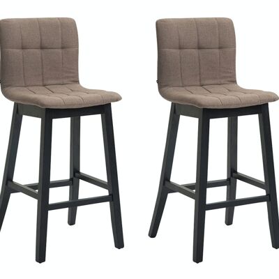 Set of 2 bar stools Bregenz fabric black taupe 50x47x106 taupe Material Wood