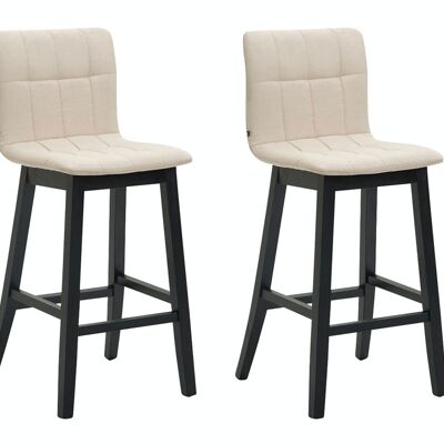 Set of 2 bar stools Bregenz fabric black cream 50x47x106 cream Material Wood