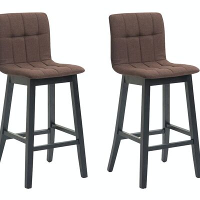 Set of 2 bar stools Bregenz fabric black brown 50x47x106 brown Material Wood