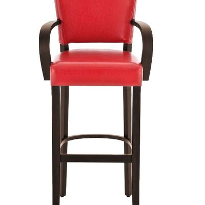 Set of 2 bar stools Lionel with armrests V2 cappuccino red 44x56x112 red artificial leather Wood