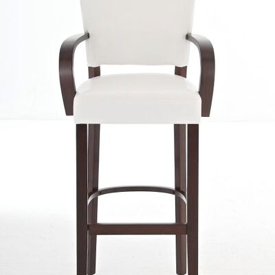 Set of 2 bar stools Lionel with armrests V2 cappuccino white 44x56x112 white artificial leather Wood