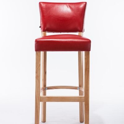 Lot de 2 tabourets de bar Lionel V2 rouge naturel 44x46x112 simili cuir rouge Bois