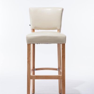 Set of 2 bar stools Lionel V2 natural cream 44x46x112 cream artificial leather Wood
