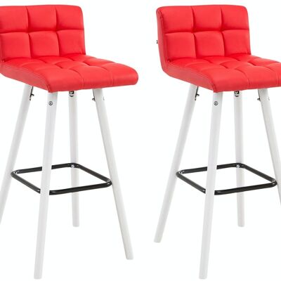 Set of 2 bar stools Lincoln V2 white red 48x39x94 red leatherette Wood
